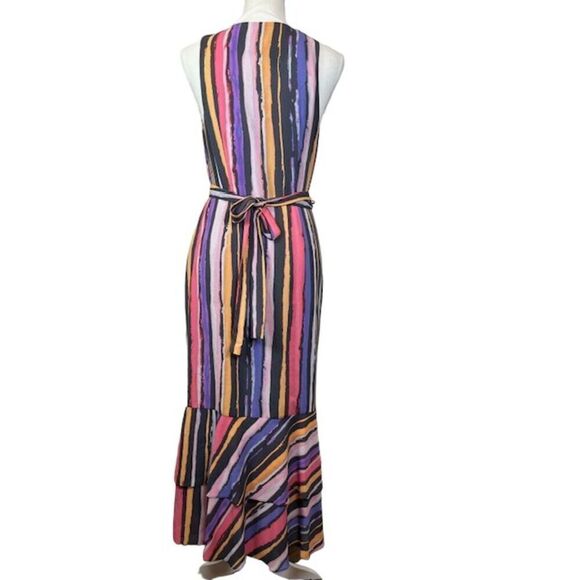 Great Jones Vibrant Orchid Wrap Dress Midi Layered Orange Purple Pink Medium - Picture 6 of 13